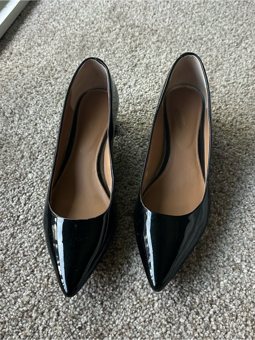 Calvin Klein Women’s Black Patent Pointed-Toe Pumps